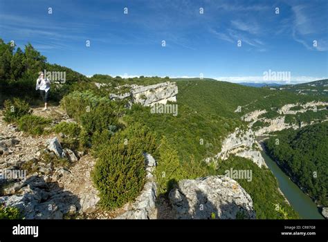 France Ardeche Hiking In The Gorges De Lardeche Whose Point Of