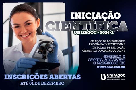 Notícias Iniciação Científica 2024 1 UNIFAGOC programa abre