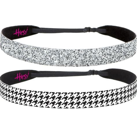 Hipsy Womens Adjustable No Slip Houndstooth Bling Glitter Headbands 2