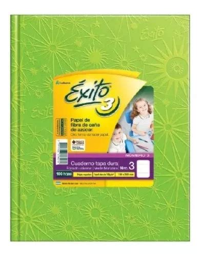 Cuaderno Exito 3 Tapa Carton Dura 100 Hojas Araña Color Verde manzana