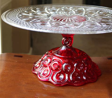 Ruby Red Cake Stand 14 Glass Cake Plate Pedestal