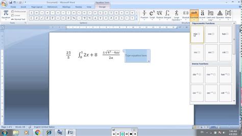 Write A Equation Ms Word 2007 Or 2010 Youtube