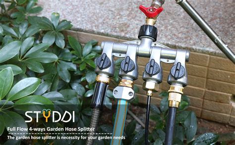 Styddi Full Flow 4 Way Garden Hose Splitter Metal Full Port Four Way