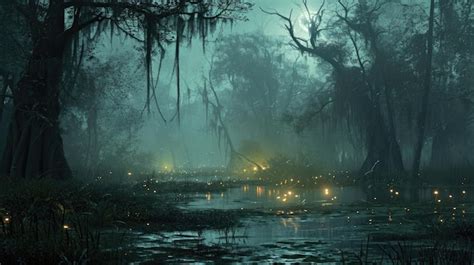 Premium Photo As Twilight Casts Its Shadows Across The Swamp The