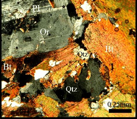 Photomicrograph Of Granodiorite Sample XPL Showing That The