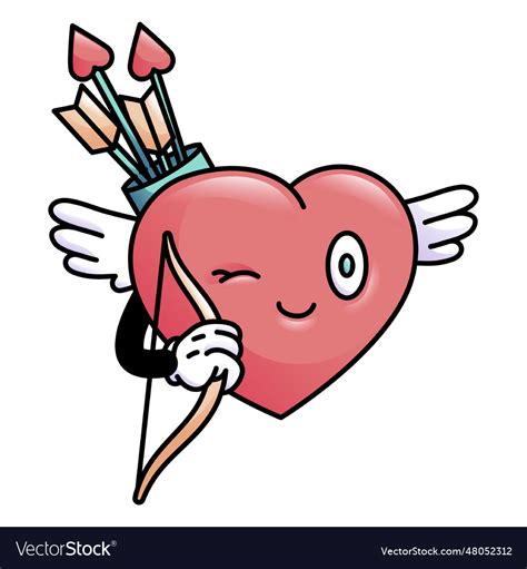 Colored Winking Heart With Bow Arrow Royalty Free Vector