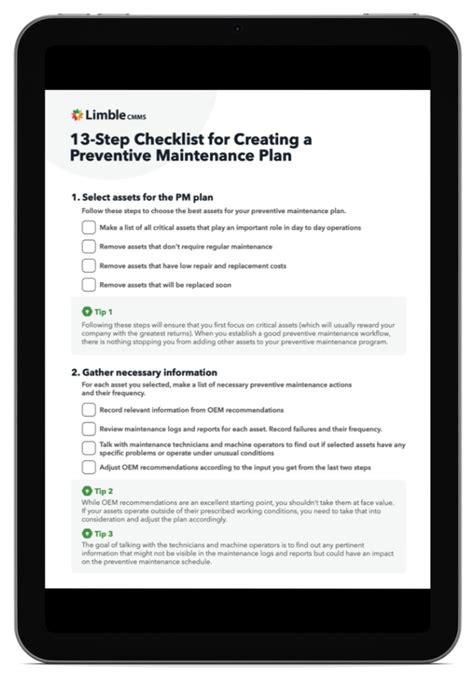 Free Preventive Maintenance Plan Checklist Maintenance Templates