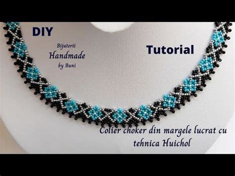 tutorial colier choker din margele lucrat cu tehnica huichol