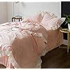 Amazon Susybao Pink Vintage Ruffled Duvet Cover King Washed