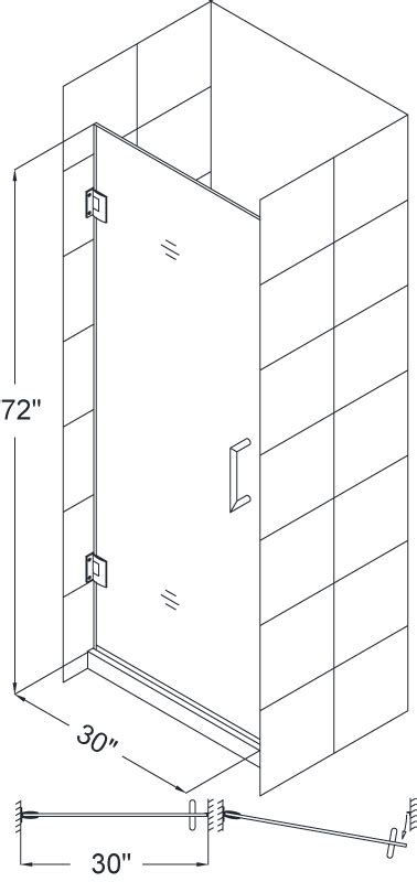 DreamLine SHDR 20307210F Unidoor 30 X 72 Frameless Clear Glass Shower Door