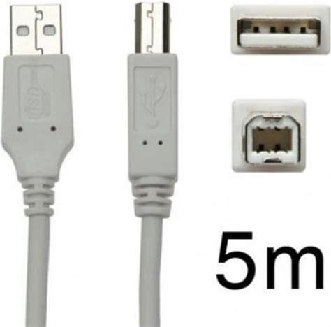 2x Profile Printerkabel USB A Naar USB B 5 Meter Grijs Bol