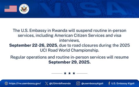 NOTICE - Embassy Closure - U.S. Embassy in Rwanda
