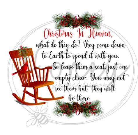 Christmas in Heaven Poem with Rocking Chair and Red Cardinal | Etsy