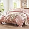 Amazon Anluoer Queen Comforter Set 7 Piece Pink Bed In A Bag With