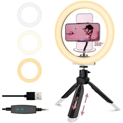 Realplus Ring Light Avec Tr Pied Anneau Lneux Avec Clip De