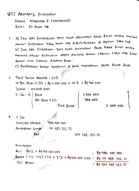 UTS Akuntansi Perpajakan Nagellita Fataya 5503190039 Studocu