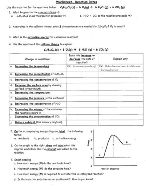 SOLUTION Factors Affecting The Rate Of Reaction Worksheet Studypool