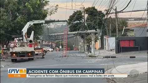 Motorista de ônibus tem mal súbito e bate contra poste em Campinas