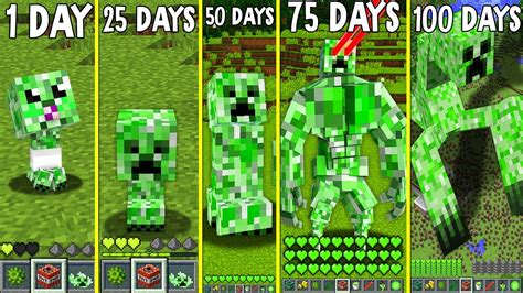 Minecraft Survived 100 DAYS As An CREEPER Evolution Life Cycle Battle