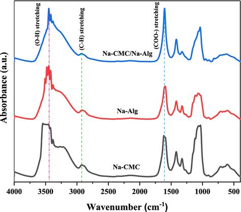 Ftir Absorption Spectra Of Pure Na Cmc Naalg And Na Cmcnaalg