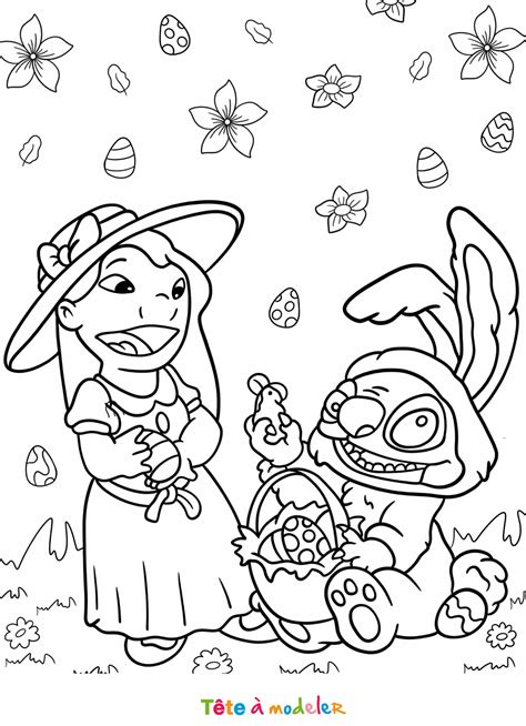 Coloriage De Lilo Et Stitch P Ques Imprimer Avec T Te Modeler