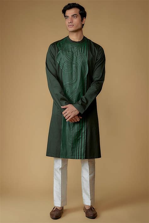 Emerald Metallic Monochrome Kurta By Amit Aggarwal Men At Pernias Pop