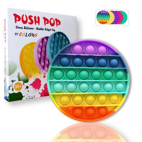 Buy Rainbow Pop It Fidget Toy Stress Reliever Push Pop Fidget Toy A