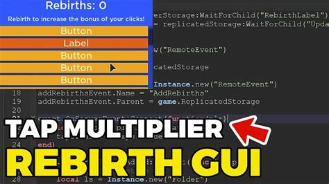 Roblox Studio Tapping Simulator Rebirth System Multiplier Youtube