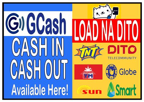 2 In1 Gcash In Andout And Load Na Dito Signages Laminated Pvca4 Size