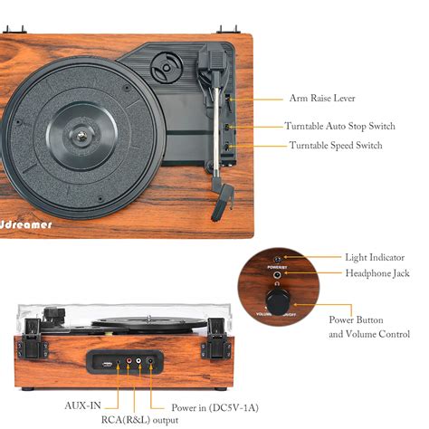 Buy Vinyl Record Player Wireless Turntable With Built In Speakers And