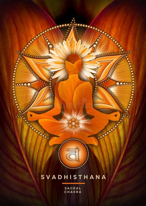 Sacral Chakra Meditation In Yoga Lotus Pose In Front Of Svadhisthana