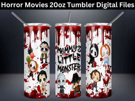 Horror 20 Oz Skinny Tumbler Sublimation Design Horror Fan T Idea Halloween Scary Movie Fan