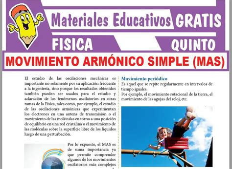 Movimiento Armónico Simple para Quinto Grado de Secundaria GRATIS