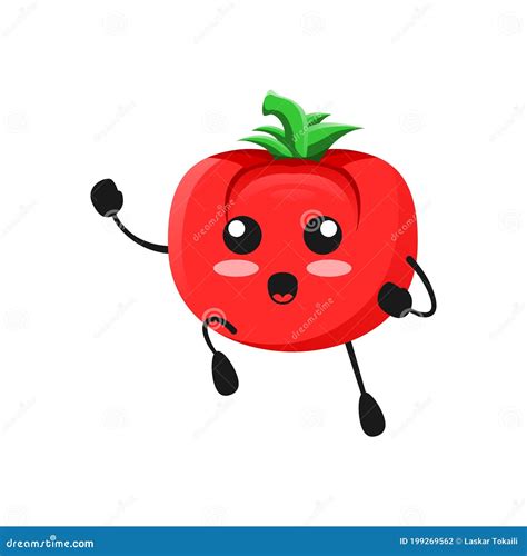 Vector Illustration Of Cute Tomato Mascot Or Character With Spirit