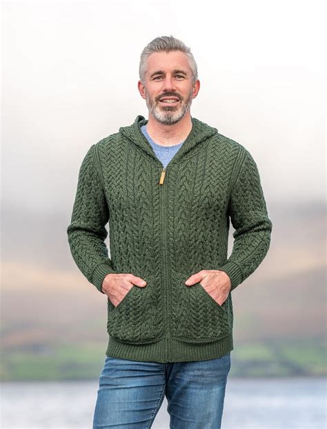 Mens Hooded Aran Cardigan Aran Sweater Market