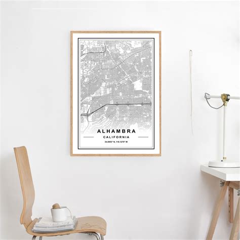 alhambra map print high res map map  alhambra alhambra etsy