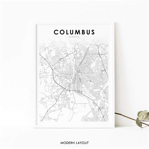 Printable Road Map Of Columbus Georgia Etsy