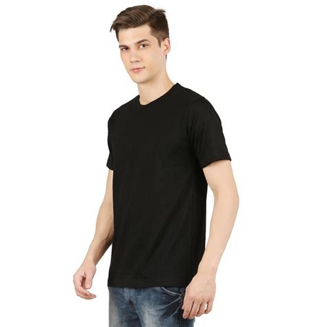 Round Black Blank Tshirt Gsm Bio Wash Half Sleeves Plain At Rs