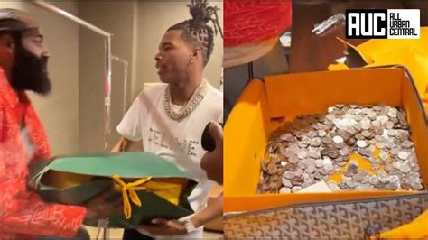 Lil Baby Gives James Harden A Suitcase Full Of Quarters For His