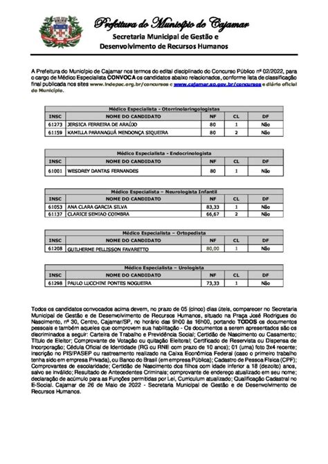 Convocação Concurso Público 022022 Concursos