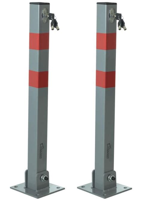 2 X Hausen Folding Car Parking Barrier Post Vehicle Driveway Security