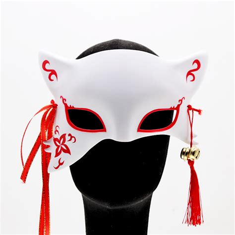 Masques De Renard Japonais Avec Cloches Et Glands Anime Kabuki Kitsune Accessoires De Fête