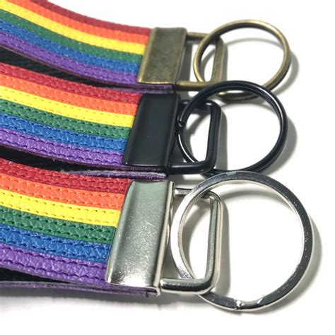 Gay Pride Leather Keychain Rainbow Lgbt Lgbtq Key Chain Flag Etsy