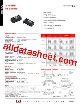 Ih S Datasheet Pdf Xp Power Limited