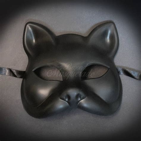 Gatto Cat Costume Masquerade Mask Mardi Gras Venetian Black Etsy