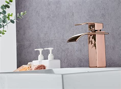 Aquieen Hot Cold Basin Mixer Basin Tap Cascada Rose Gold