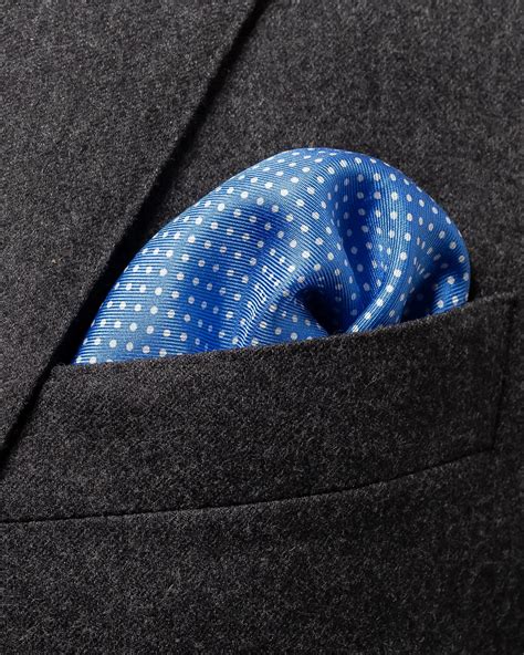 Blue Polka Dots Silk Pocket Square Eton