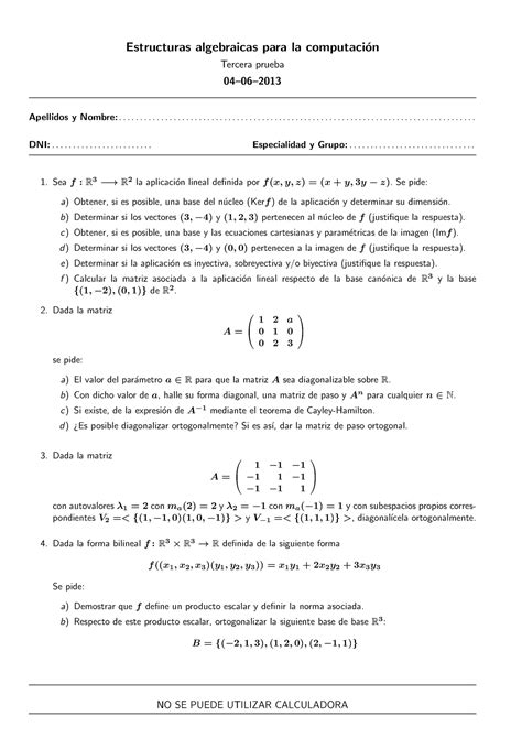 Tercer Examen Grupo Tarde Estructuras Algebraicas Para La Computaci