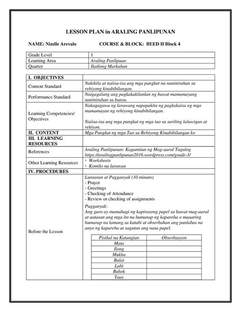 Lesson PLAN In Araling Panlipunan Converted LESSON PLAN In ARALING