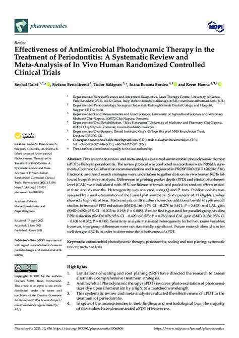 Pdf Effectiveness Of Antimicrobial Photodynamic Therapy In The